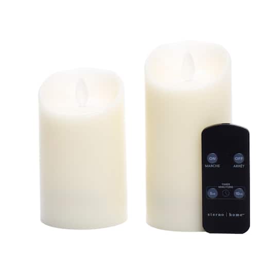 Sterno Home&#x2122; Cream LED Wax Pillar Candles, 2ct.